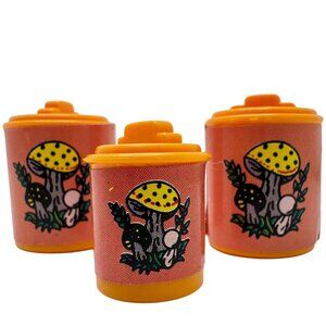 Barbie Size Merry Mushroom Canisters Doll Toy Plastic Play Collectible Vtg